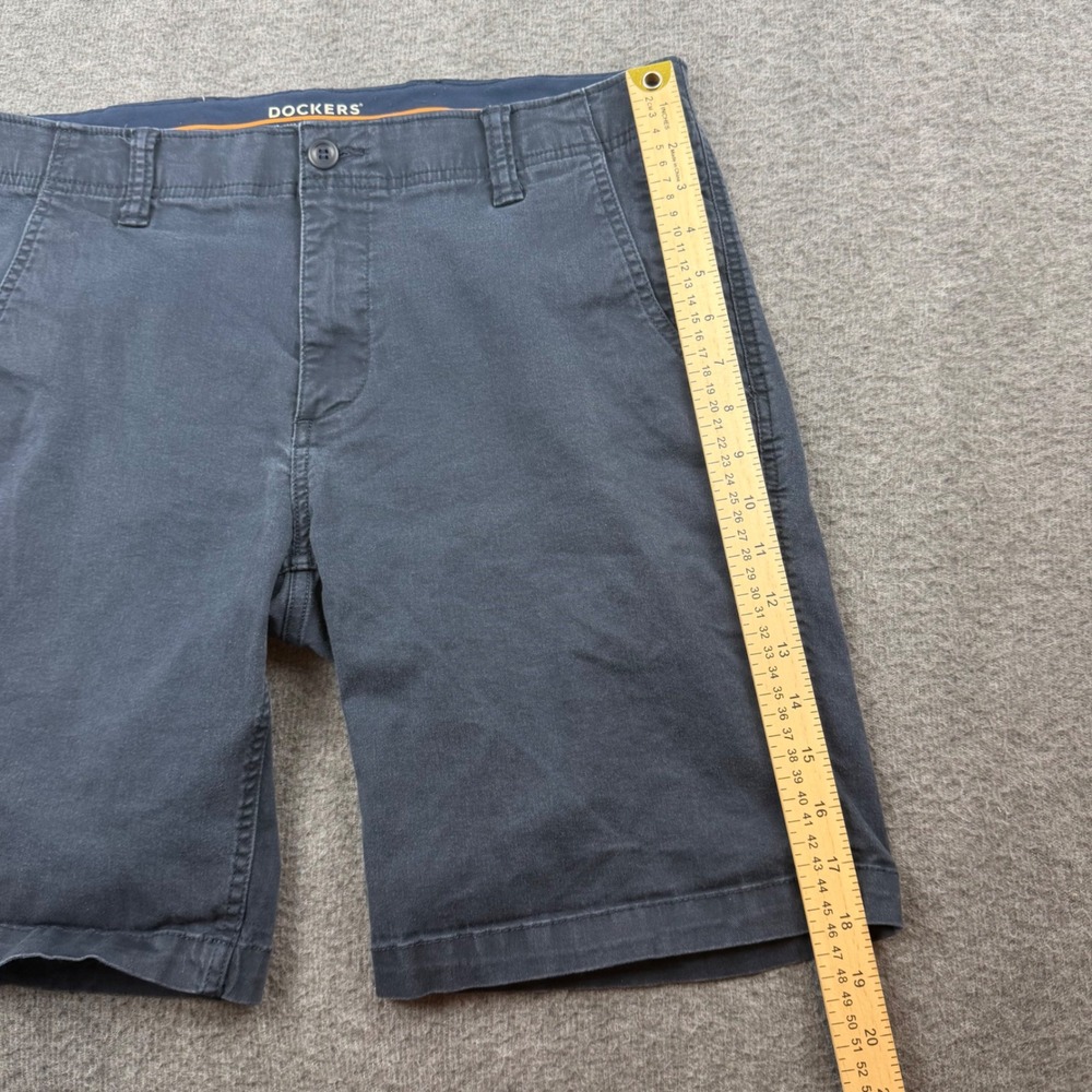 Dockers Chino Shorts Men's 34 Navy Blue Stretch Cotton Flat Front Casual - Picture 6 of 11